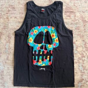 Stussy Black Tank Top with Red Accents
